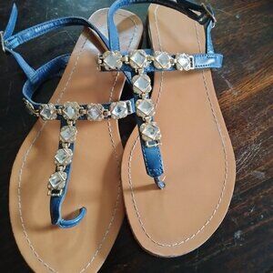 Madeline Stuart Blue sandals with faux rhinestones size 8.5